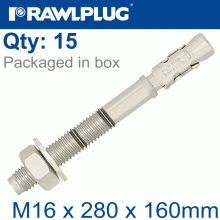 RAWLPLUG Throughbolt M16X280X160Mm X15 -Box