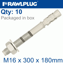 RAWLPLUG Throughbolt M16X300X180Mm X10 -Box