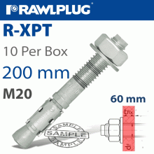 RAWLPLUG Throughbolt M20X200X60Mm X10 -Box