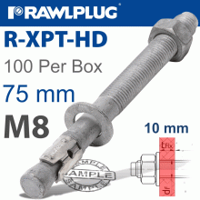RAWLPLUG R-Xpt Hot Dip Galvanized Throughbolts M8X75Mm X100 Per Box