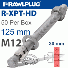 RAWLPLUG R-Xpt Hot Dip Galvanized Throughbolts M12X125Mm X50 Per Box
