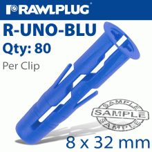 RAWLPLUG Uno Universal Plug Blue 8Mm 80 Per Clip