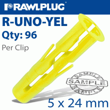 RAWLPLUG Uno Universal Plug Yellow 5Mm 96 Per Clip