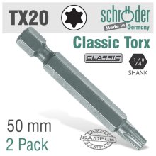 Schroder Torx Tx20x50mm Classic Power Bit 2/Cd