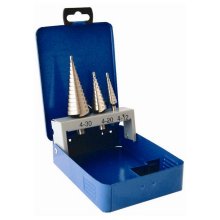 Tork Craft Step Drill Set 3 Pce HSS In Steel Case