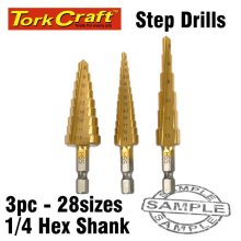 Tork Craft Step Drill Set 3pce In Blister