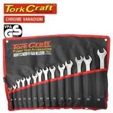 Tork Craft 14pcs deep offset combination spanner set 8-24mm