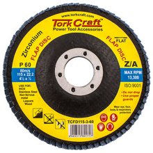 Tork Craft Flap Disc Zirconium 115mm 60 Grit Flat