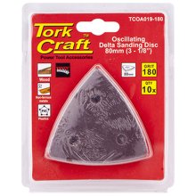 Tork Craft Oscilating Sandpaper A/O 80mm 10pc Delta Shape 180grit