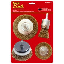 Tork Craft Wire Brush Set 4pce With Shaft End/Cup/Circ
