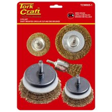 Tork Craft Wire Brush Set 5pce With 6mm Shaft Cup/Circ/End