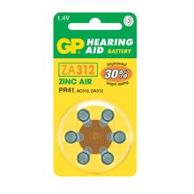 GP ZA312 Zinc Air Hearing Aid Battery 6 Pack