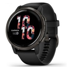 Garmin Venu 2 Slate Bezel with Black Case and Silicone Band Watch