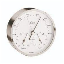 Barigo Barometer, Thermometer, Hygrometer - Nickel Plated Brass - White Dial