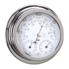 Anvi Barometer, Thermometer, Hygrometer-Polished Brass & Chromed-Circular