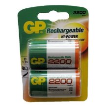 P/220DH-2 GP RECHARGE NIMH D CELL 2200mAh (2)