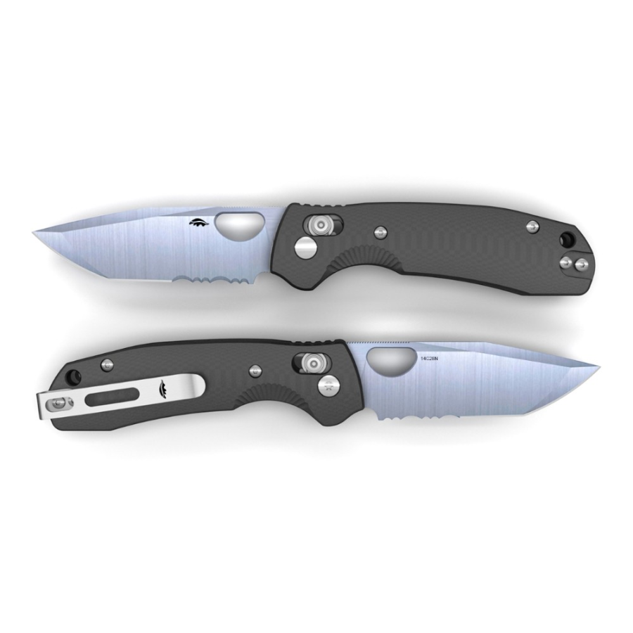 (image for) HB CROSS-BOLT TANTO PLAIN SERRATED MED-LARGE L/R 14C BLK G10