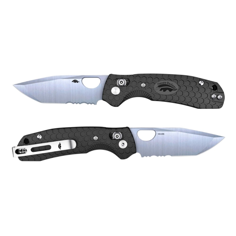 (image for) HB CROSS-BOLT TANTO PLAIN SERRATED MED-LARGE L/R 14C BLK FRN