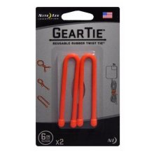 Nite Ize Gear Tie Reusable Rubber Twist Tie 6 In. - 2 Pack - Bright Orange