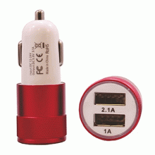 SupaLed 12V Cig. Lighter 2x USB 1a & 2a - Red