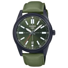 Casio Analog Green Dial Leather