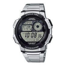 Casio Digital World Time Full Silver Watch