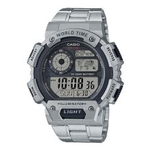 Casio Digital World Time Full Silver Watch