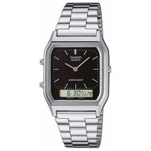 Casio Anadigi Retro Silver Black Dial Watch - AQ230A-1DMQ