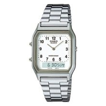 Casio Anadigi Retro White Dial Watch - AQ230A-7B