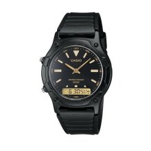 Casio Anadigi Round Black Dial Gold Watch - AW-49HE-1AVUDF