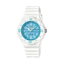 Casio Analog White Number Blue Checked Face Watch