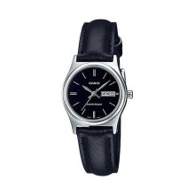 Casio Analog Black Leather Black Dial Watch