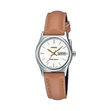 Casio Analog Leather White Dial Watch