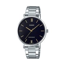 Casio Analog Round Case Steel Black Watch