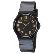 Casio Analog Round Black Dial Gold Watch