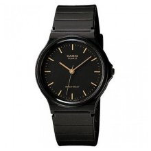 Casio Analog Round Black Dial Gold Watch