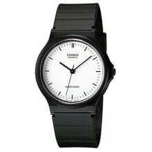 Casio Analog Round White Dial Black Watch - MQ24L-7E