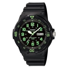 Casio Analog Rotating Bezel Black Dial With Green Numbers Watch