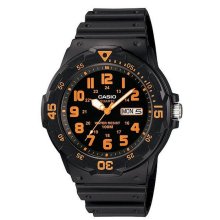 Casio Analog Rotating Bezel Black Watch With Orange Numbers