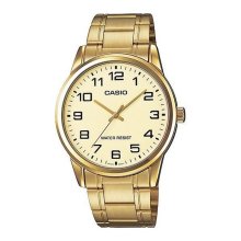 Casio Analog Gold Champagne Number Dial Watch