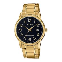 Casio Analog Gold Date Black Dial Watch - MTP-V002G-1BUDF