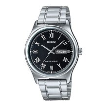 Casio Analog SS DD Roman Black Dial Watch - MTP-V006D-1BUDF