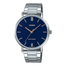 Casio Analog SS Indices Blue Dial Watch