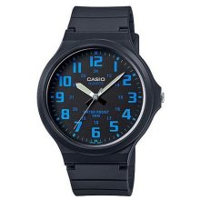 Casio Analog Black Dial Blue Numbers Watch - MW-240-2BVDF