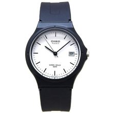 Casio Analog Round White Dial Black Lines Watch