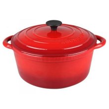 Gourmand 4L Cast Iron Round Casserole - Cherry