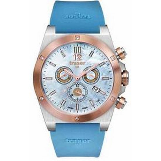 Traser Lady Blue Chrono Silicon Watch - Click Image to Close